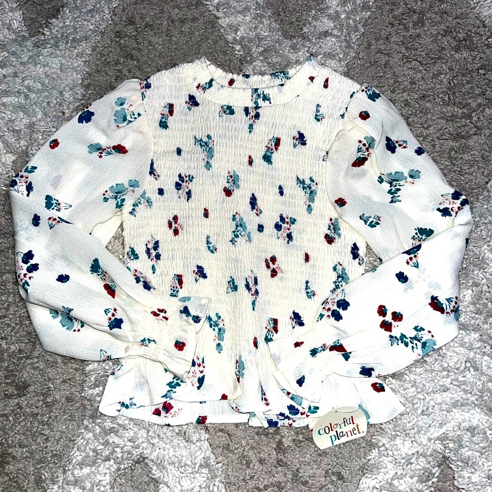 Colorful Planet floral toddler blouse size XS(4/5)